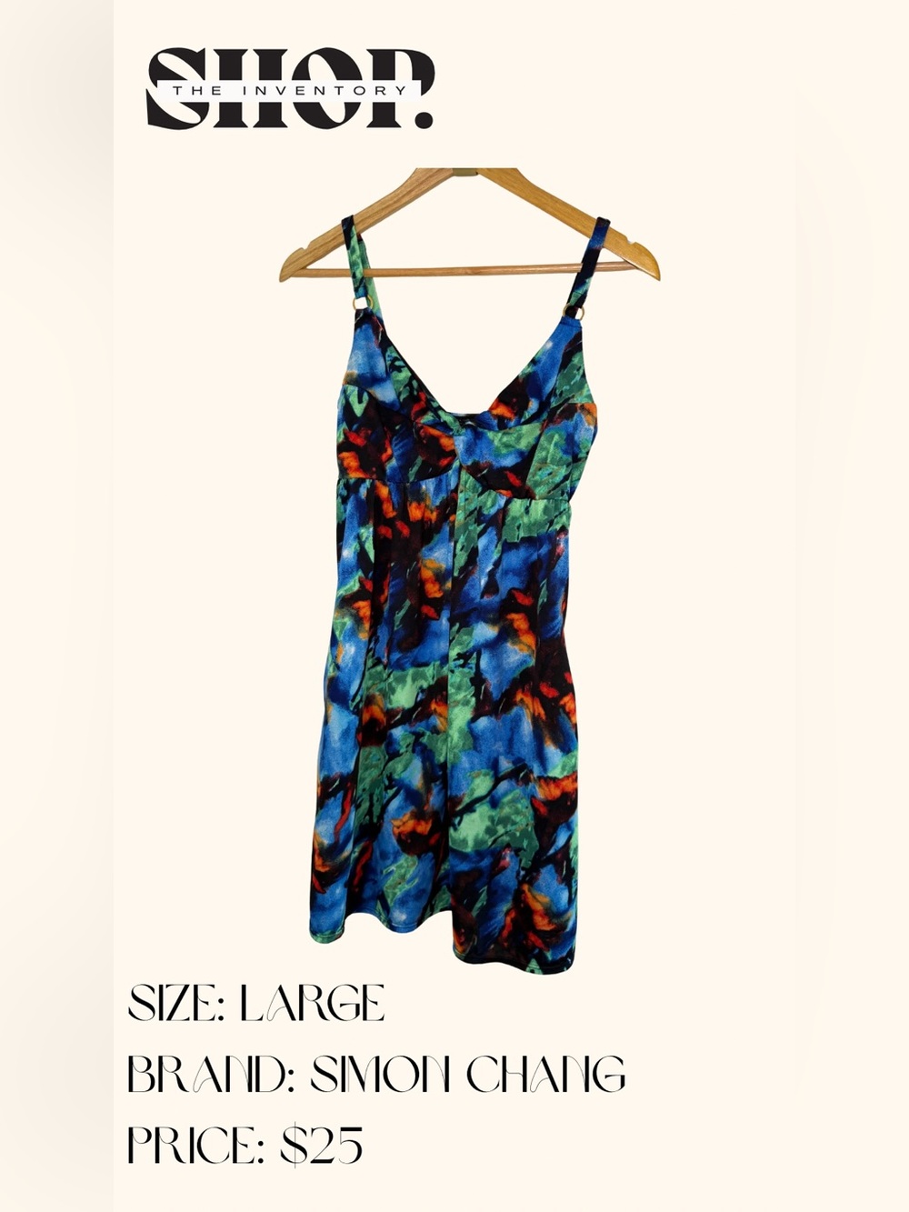 Simon Chang Blue Green Multicolor Midi Dress - Picture 6 of 6